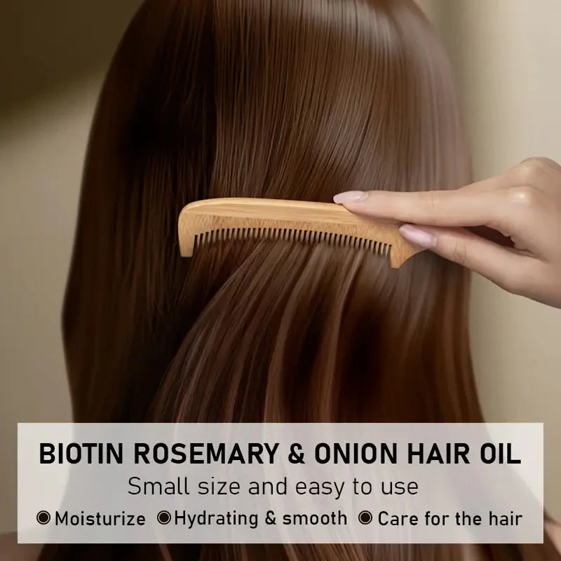 Biotin Hair Oil with Rosemary and Onion - Moisturizes Dry, Damaged, and Frizzy Hair - Nourishing Formula for Smooth, Silky Hair - Suitable for Normal Hair Types