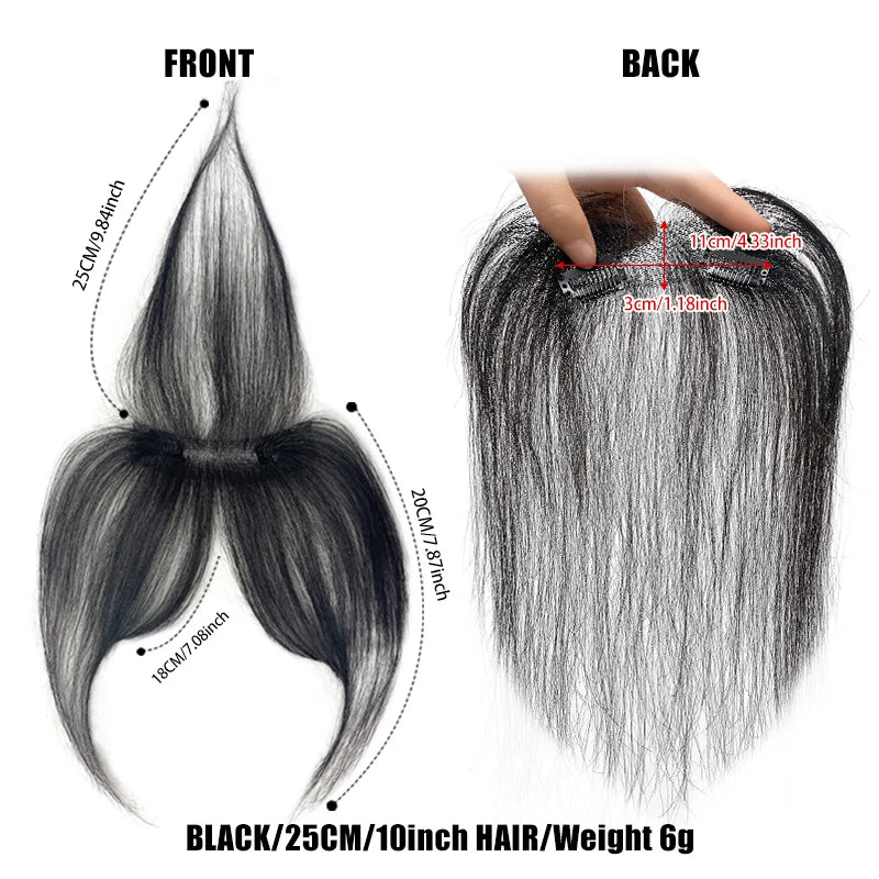Human Hair Natural Forehead Fringes Hair Bangs 3D French Bangs Wig for Women Hair Pieces Head Curtain Piece Eight Shaped Bangs