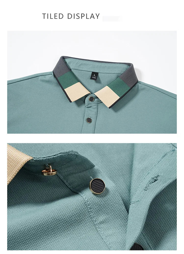 POLO shirt men's summer fashion ice silk quick drying short sleeved T-shirt solid color loose casual business collar top