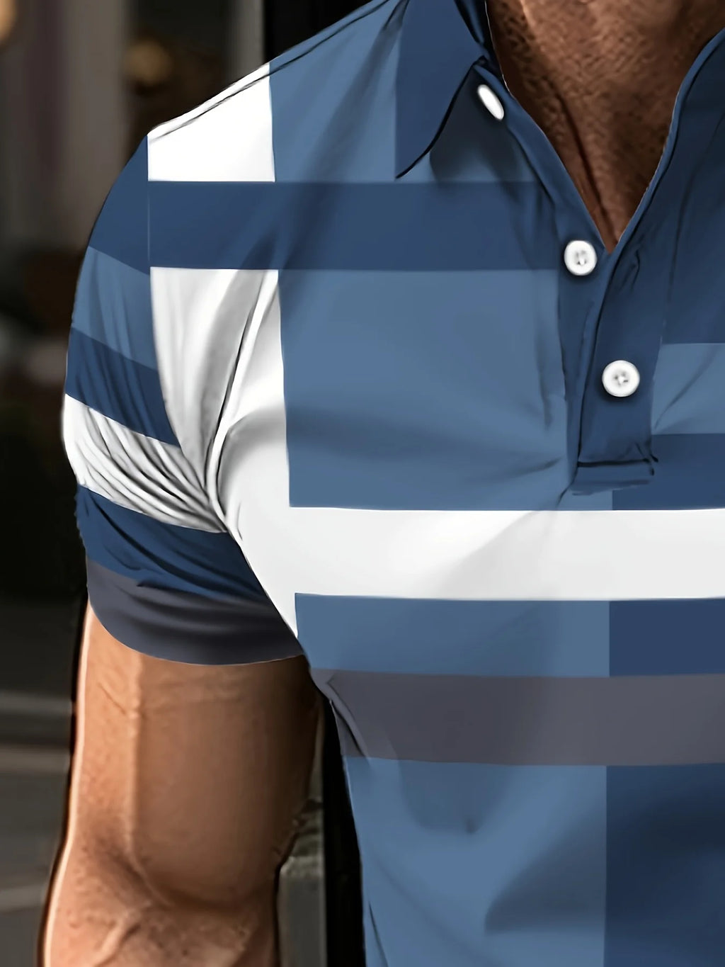 The new men's short-sleeved POLO shirt for summer 2025 features a casual and fashionable 3D striped pattern print