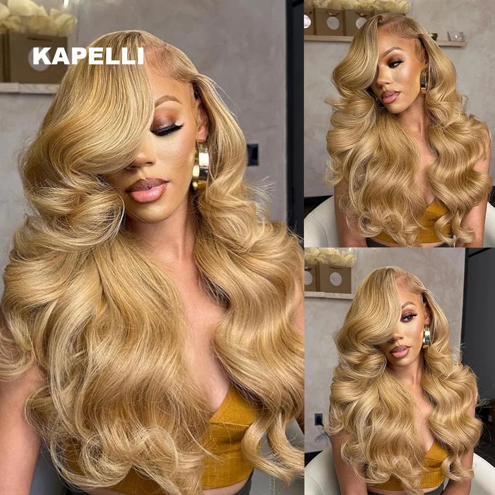#27 Honey Blonde Hair Body Wave Human Hair Bundles 100% Brazilian Unprocessed Raw Hair Extensions #613 Blonde Bundle Deal