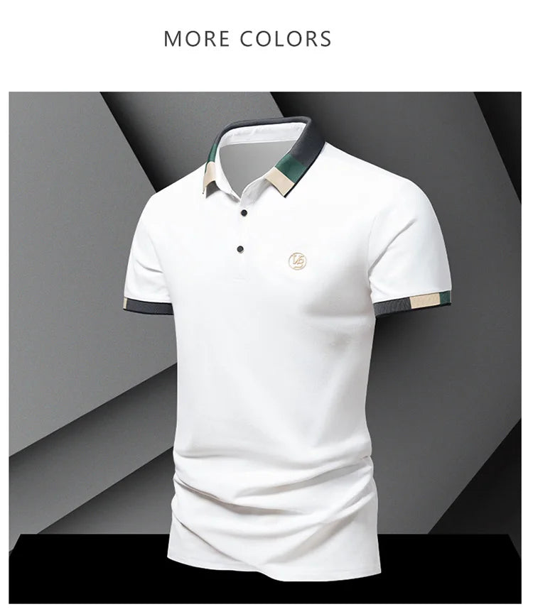POLO shirt men's summer fashion ice silk quick drying short sleeved T-shirt solid color loose casual business collar top