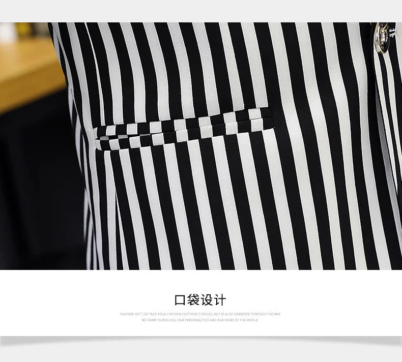 Mens Blazer Jacket 2022 New Suit Male Casual Korean Style Trendy Slim Striped Student Small Suit Jacket Hair Stylist Single Top
