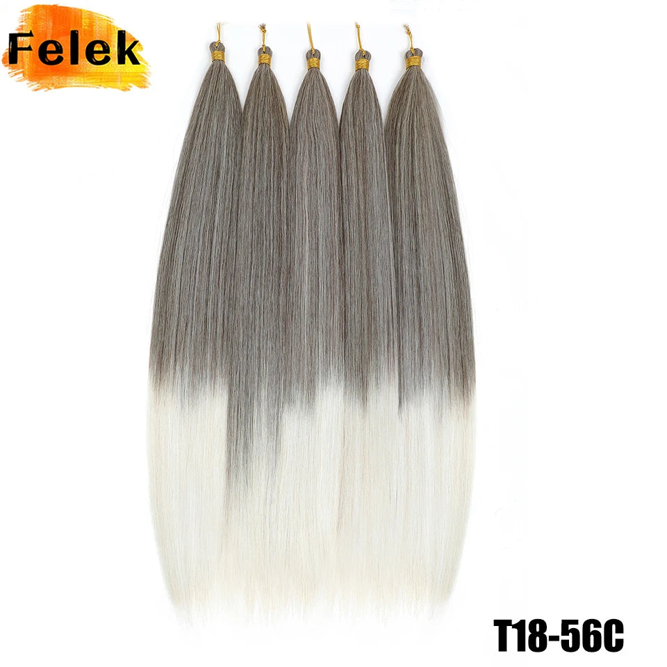 Synthetic Bone Straight Crochet Hair Extensions 30 Inch Hook Braids Ariel Straight Hair Weaving 1-3Pcs Purple Fake Hair Bundles