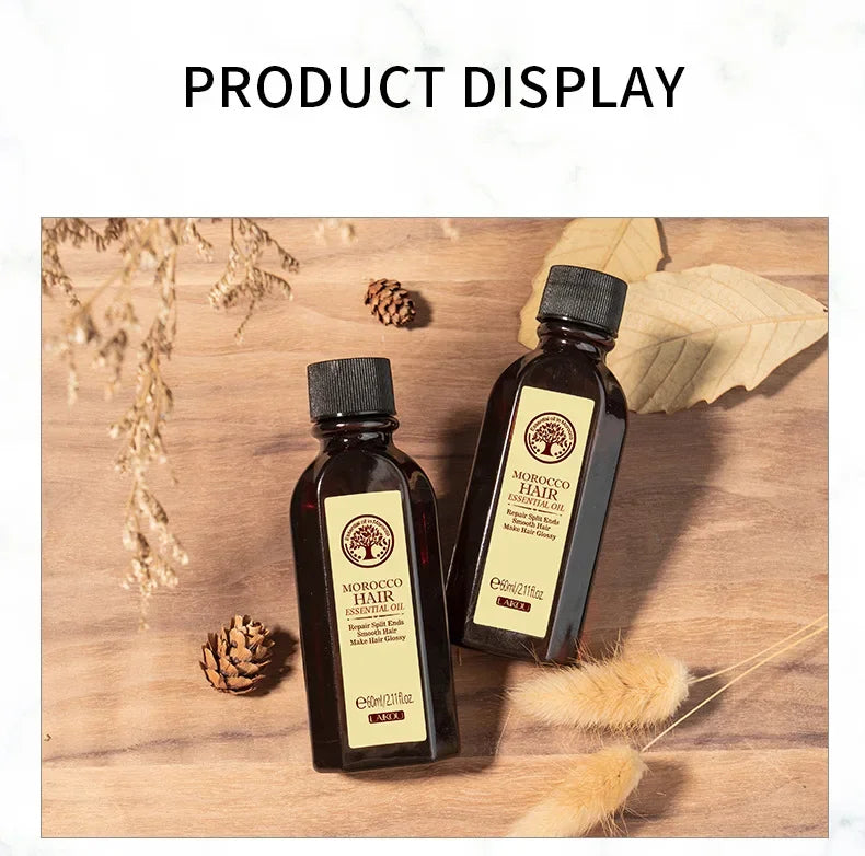 Laikou Argan Hair Oil Essential Oil Natural Anti-hair Loss Prevent Hair Dry Soft Nourishing Frizz Damaged Repair Care 60ml
