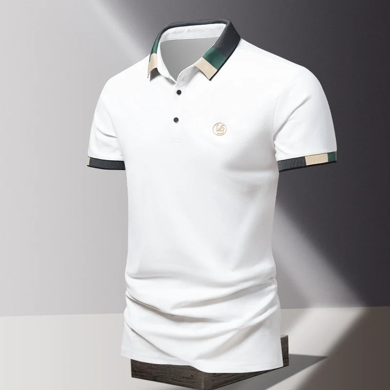 POLO shirt men's summer fashion ice silk quick drying short sleeved T-shirt solid color loose casual business collar top