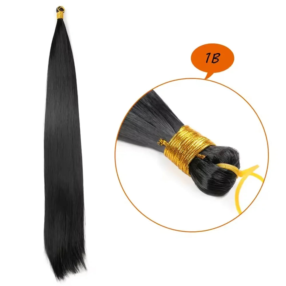 Bone Straight Silky Crochet Braiding Hair Synthetic Bulk High Temperature Hair Bundles Extension 28 Inch 150g Per Pack for Women