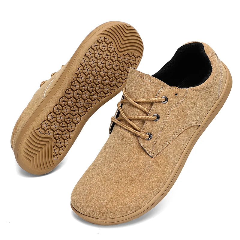 Wide Toe Barefoot Shoes for Men Outdoor Treking Sports Minimalist Walking Shoes Suede Waterproof Outdoor Men Travel Sneakers