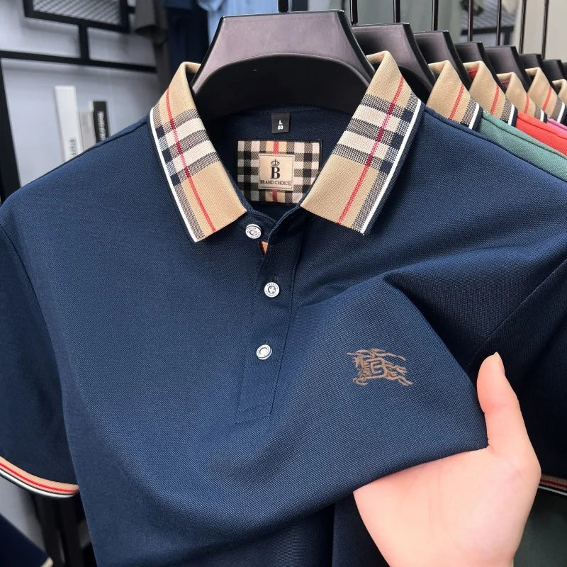 Designer fashion brand short sleeve polo shirt men summer new luxury exquisite embroidery high-end business casual Paul T-shirt