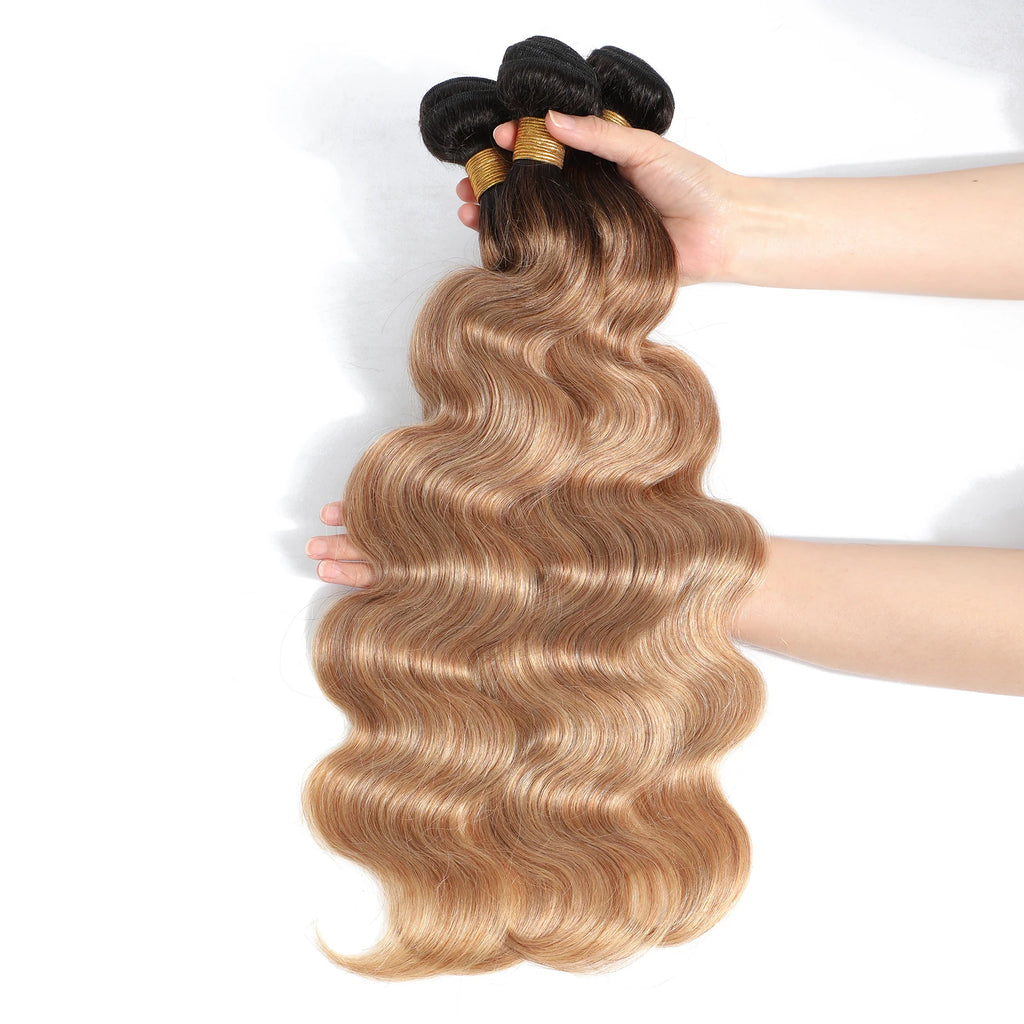 Honey Blonde Human Hair Bundles Body Wave Bundles Human Hair 1 3 4 Brazilian Human Hair Extensions 100% Remy Bundles Deal