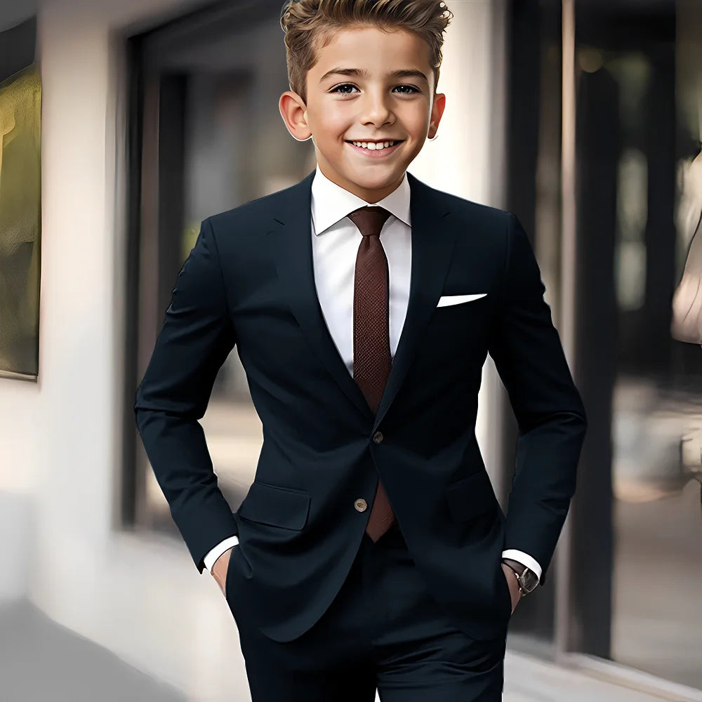 Brown Boys Suit 2 Piece Set Jacket Pants Wedding Kids Tuxedo Holiday Dress Boys Blazer Custom Clothes