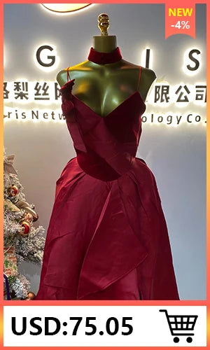 New Spring/Summer Party Dress for Women: Elegant V-neck Sleeveless High-waisted Slim Fit Pleated Trim Casual-GZXX664