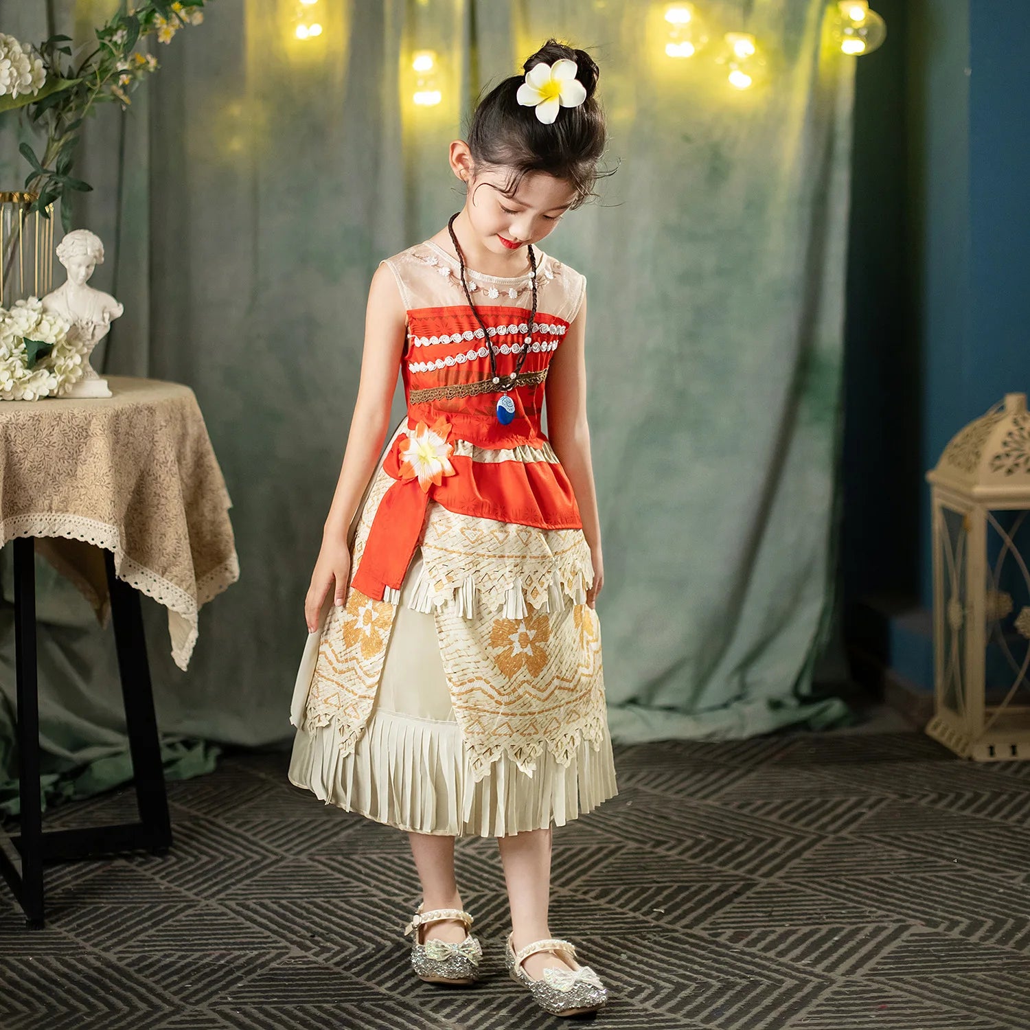 Moana Dress Cosplay Princess Costume Kids Vaiana Print Vestidos Girls Birthday Halloween Carnival Party Outfits Children Clothes
