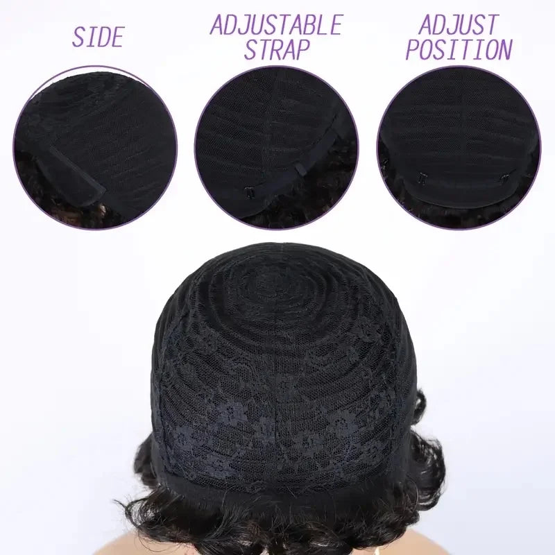 Brazilian Afro Kinky Curly Human Hair Wig Short Pixie Cut Wig Full Machine-Made Wig for Women