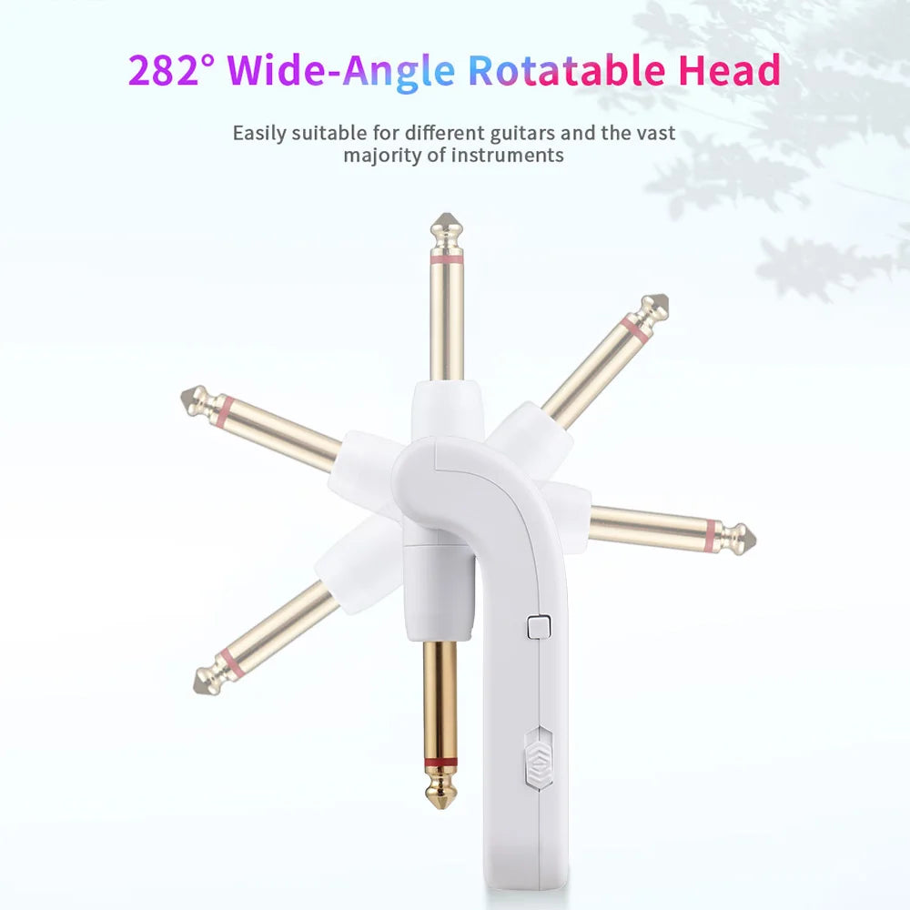 2.4G Wireless Guitar System Rechargeable Guitar Transmitter Receiver 48K/16bit Real-time Transmission Rotatable Plug for Guitars