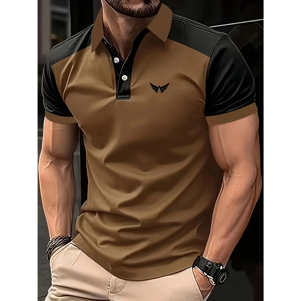 Men's Polo Shirt, Golf Shirt, Simple and Fashionable Outdoor Street Sports, Lapel Stand Up Collar, Breathable Short Sleeved Top