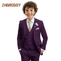 Boys Suit 3 Piece Slim Fit Kids Tuxedo Suit Formal Wedding Outfit Blazer Vest Pants Set
