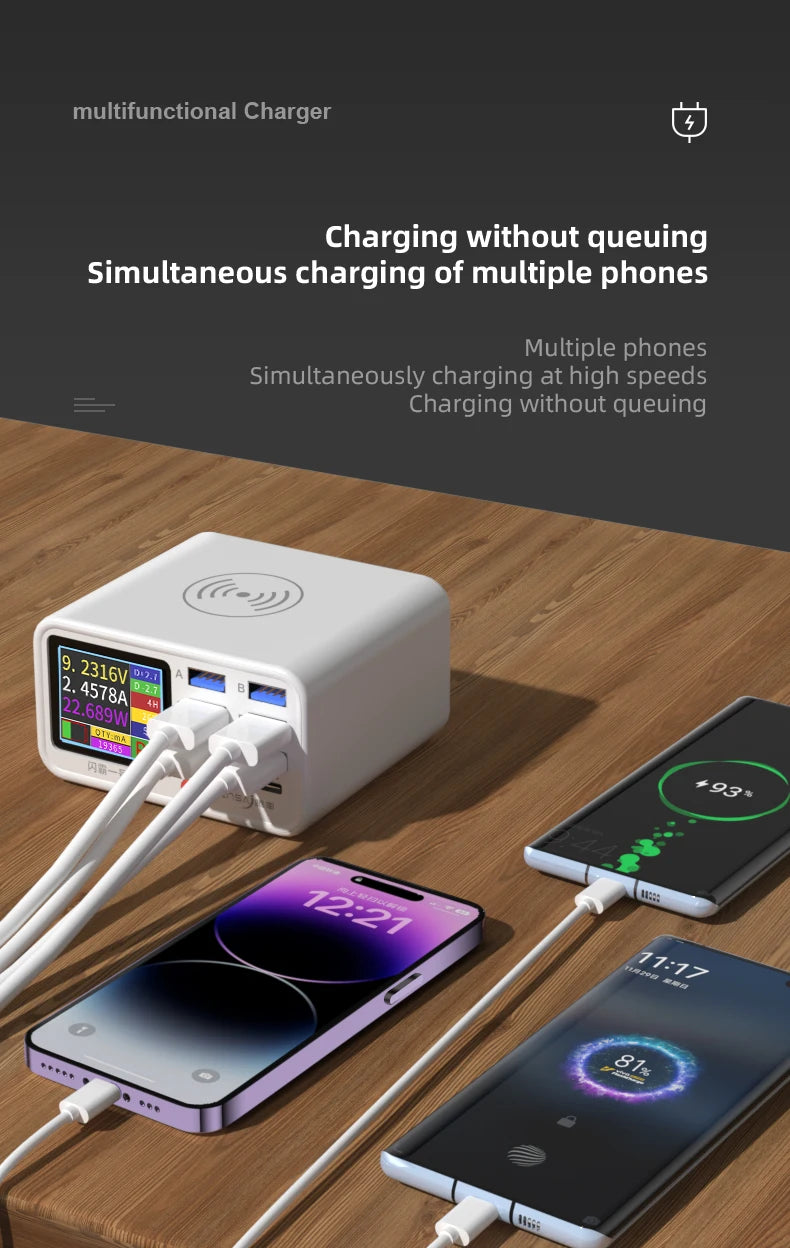 Multifunction 8-port Charger for Mobile Phonewith Short Circuit Repair Function Smart Wireless Fast Charging Tool