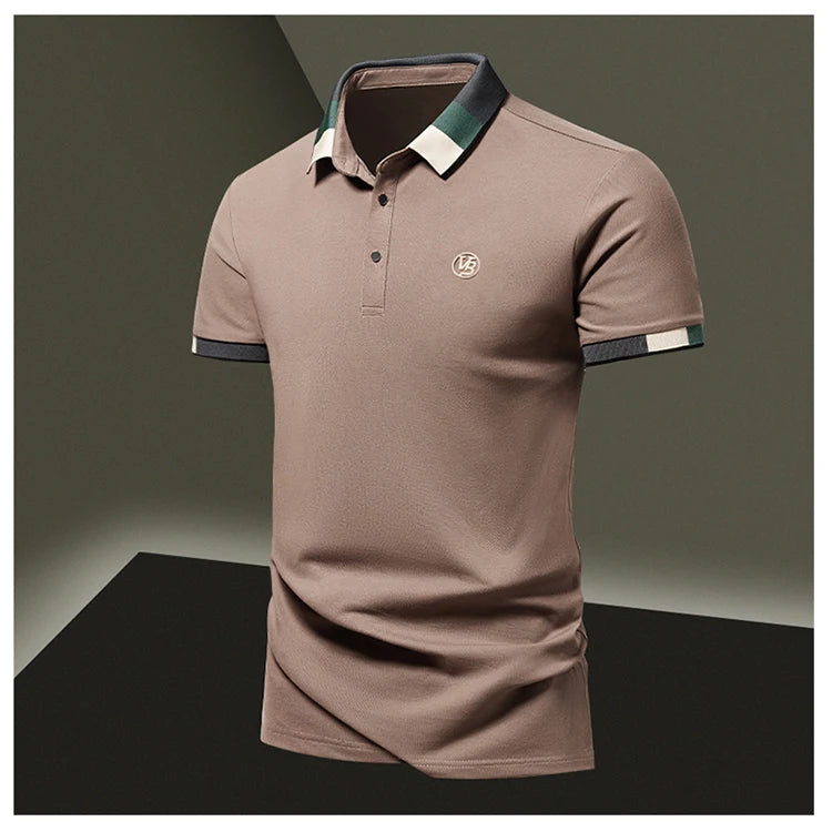 POLO shirt men's summer fashion ice silk quick drying short sleeved T-shirt solid color loose casual business collar top