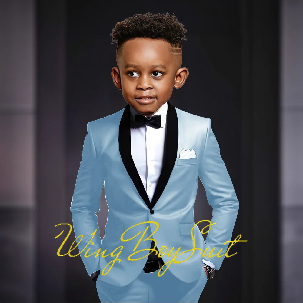 Boys Suits 2 Piece Classic Fleece Collar Wedding Tuxedo Formal Slim Fit Kids Jackets Pants 2-16 Years Tailored Clothes