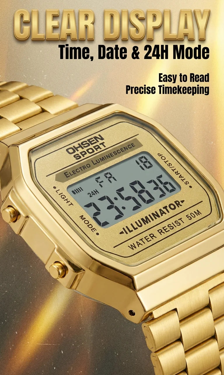Digital Watches for Women Luxury Gold Ladies Sport Watch reloj mujer Stainless steel Electronic Watch Alarm Clocks Gifts