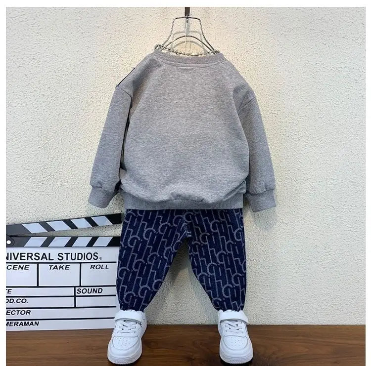 Boys suits spring and autumn new children's casual sweater pants two-piece suits boys clothes suits children's clothing