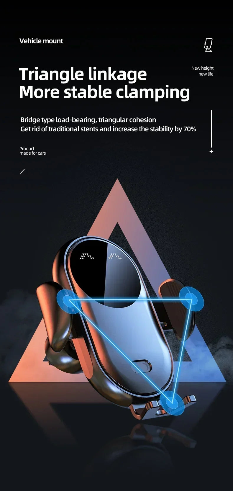 VIKEFON Car Wireless Charger Car Phone Holder for iPhone 17-12 Pro Max 11 Pro X MAX 8 7 Plus Intelligent Infrared Phone Holder