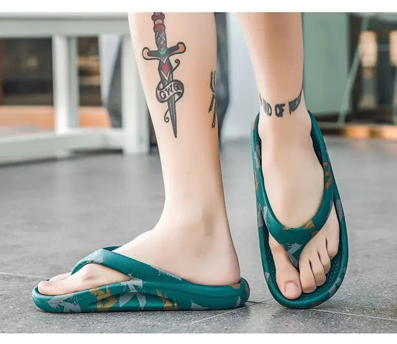 Fashion Daily Slippers for Men Anti Slip Soft Sole Lightweight Home Beach Outdoor Leisure Walking Footwear