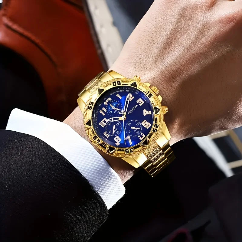 [Vintage Watch Set] 2pcs Men's Quartz Watch Set | Stainless Steel | Casual Watch | Business Watch | Silicone watch