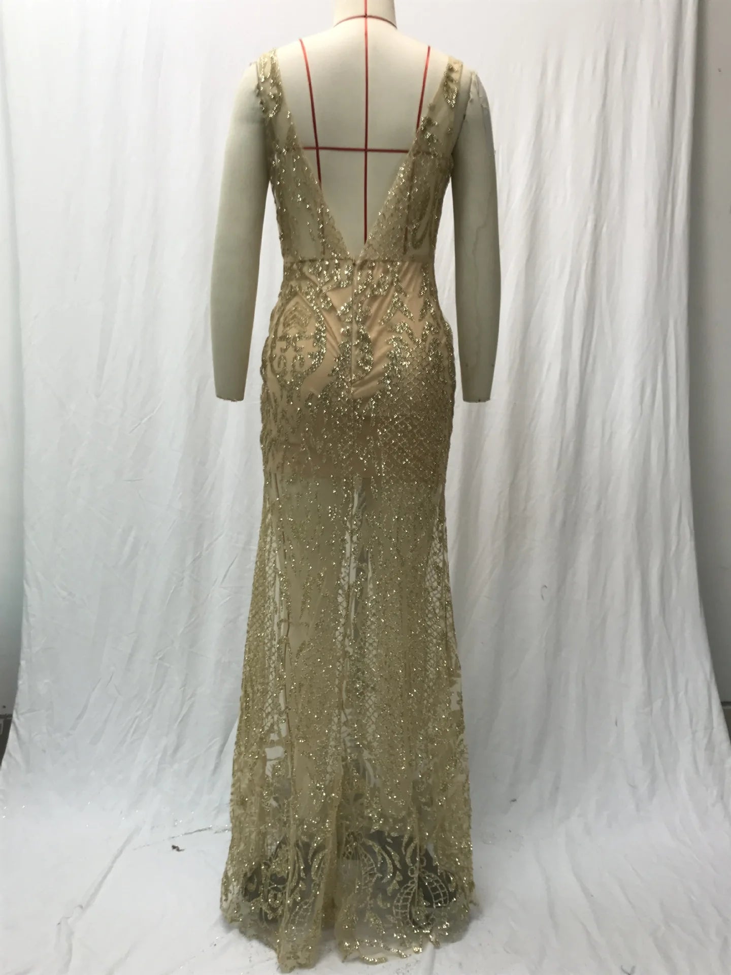 Shiny Sequin V Neck Maxi Dresses Women Elegant Slimming Backless Short Sleeved Long Dress Lady Gold Silver Party Evening Robes