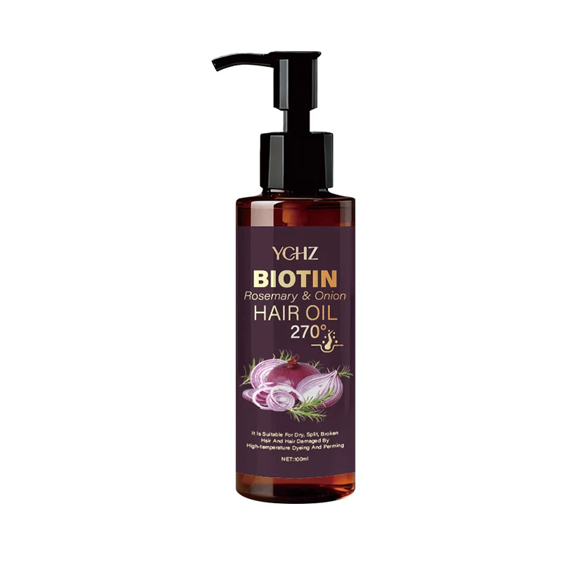 Biotin Hair Oil with Rosemary and Onion - Moisturizes Dry, Damaged, and Frizzy Hair - Nourishing Formula for Smooth, Silky Hair - Suitable for Normal Hair Types