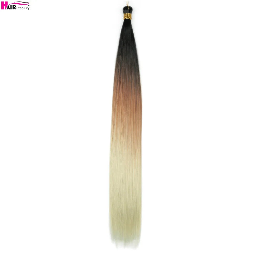 Bone Straight Braiding Hair 150g Silky Synthetic Hair For Box Braids Pre Stretched Ombre Crochet Braids Hair Extension