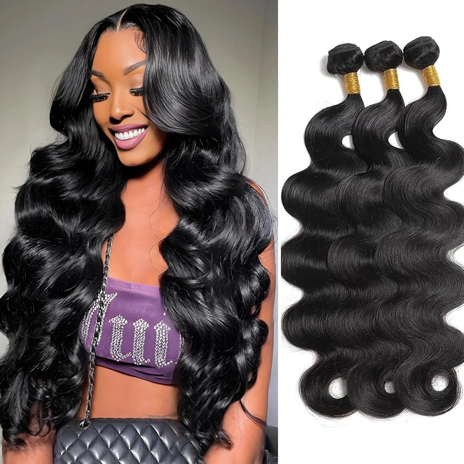 Brazilian Body Wave Human Hair Bundles Natural Hair Weave Deal 10-30Inch 100% Human Hair  Remy Hair Extensions