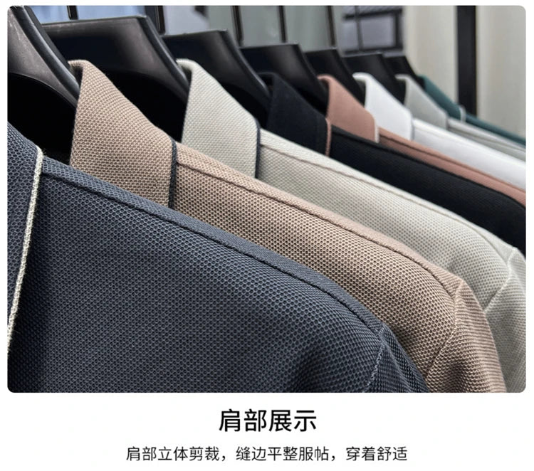 100% cotton high-end lapel comfortable short sleeved embroidered polo shirt for men's summer new fashion casual versatile top