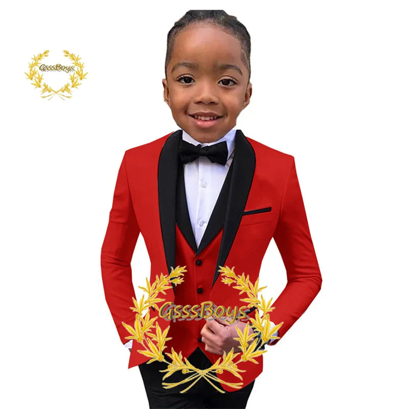 Boys Suit Wedding Tuxedo 3 Piece Shawl Collar Jacket Pants Vest Child Formal Blazer Set Slim Fit Outfit costume garcon mariage
