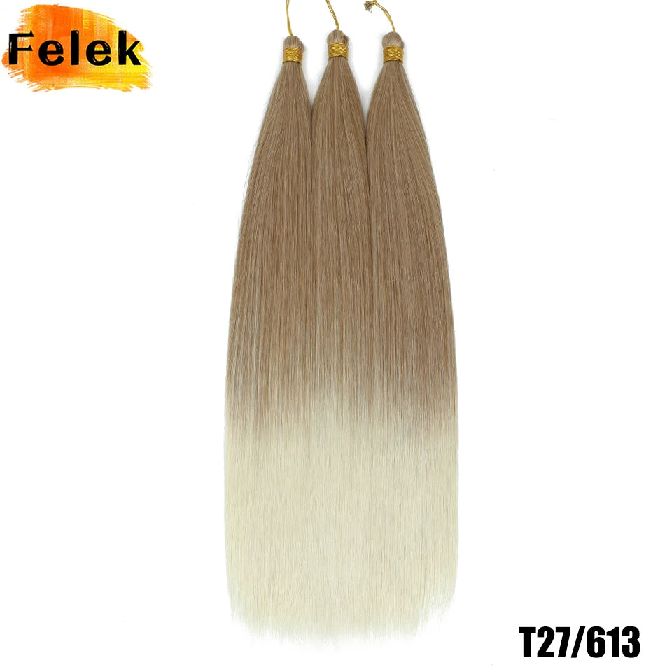 Synthetic Bone Straight Crochet Hair Extensions 30 Inch Hook Braids Ariel Straight Hair Weaving 1-3Pcs Purple Fake Hair Bundles