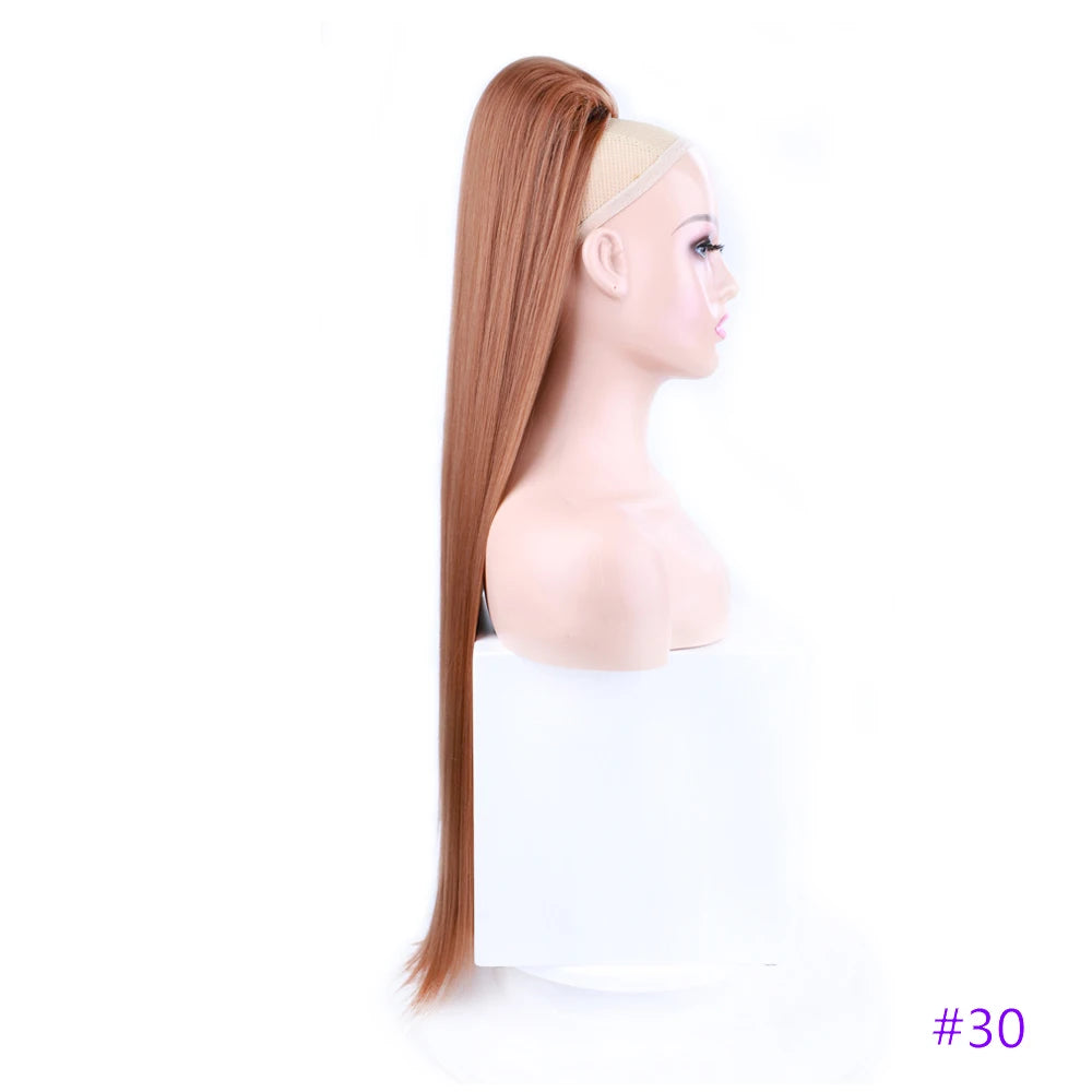 30 Inch Long Bone Straight Ponytails Futura Synthetic Drawstring Ponytails Clip-in Hair Extensions Straight Ponytails for Women