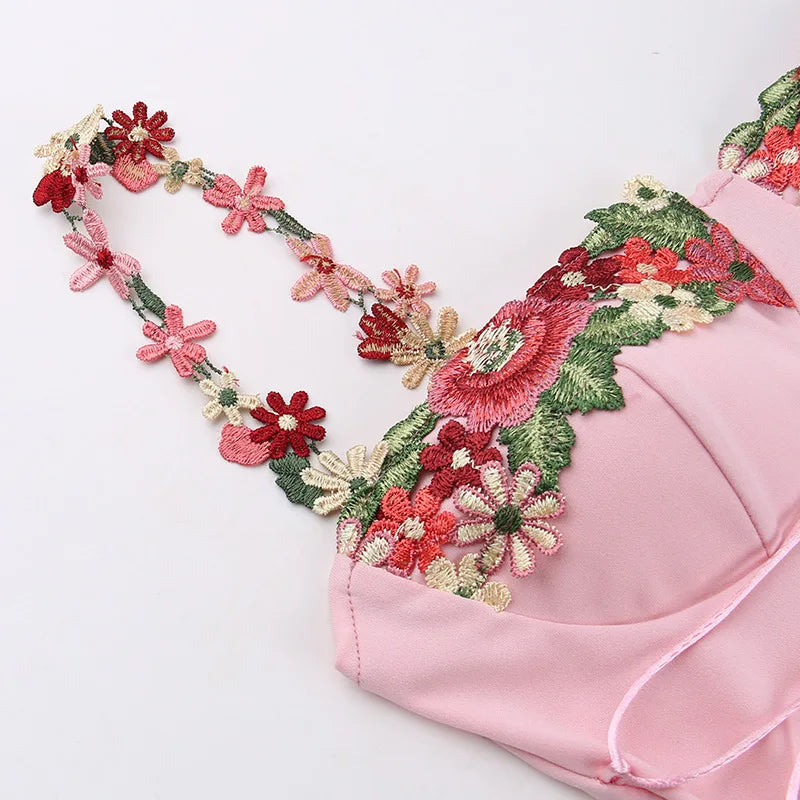 Y2K Sexy Sleeveless Backless Floral Maxi Long Dresses Outfits for Women Summer Lace Up Bandage Bodycon Party Club Dress Gift