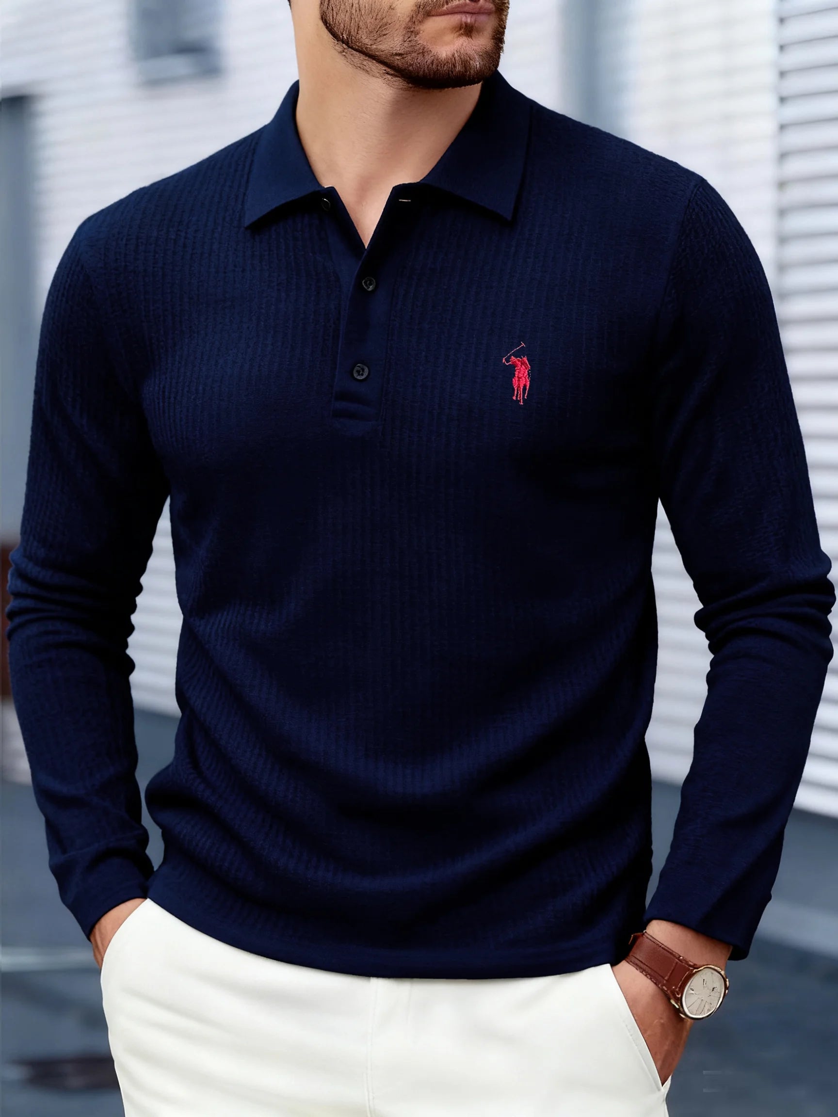 Men's polo shirt long sleeved high-end brand exquisite embroidery 2025 Spring and Autumn casual breathable fashion T-shirt top