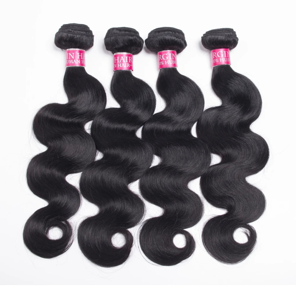 12A Body Wave Human Hair Bundles Unprocessed Brazilian Virgin Hair Bundles 14-30 Inch Natural Color Human Hair Extension