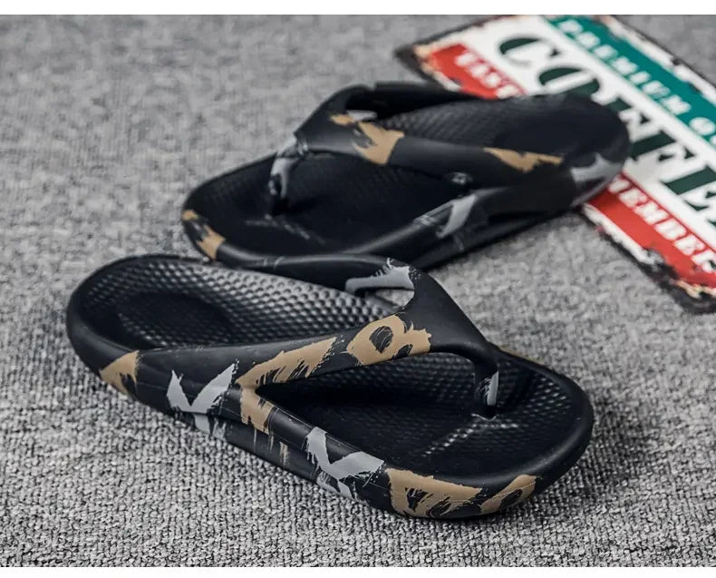 Fashion Daily Slippers for Men Anti Slip Soft Sole Lightweight Home Beach Outdoor Leisure Walking Footwear