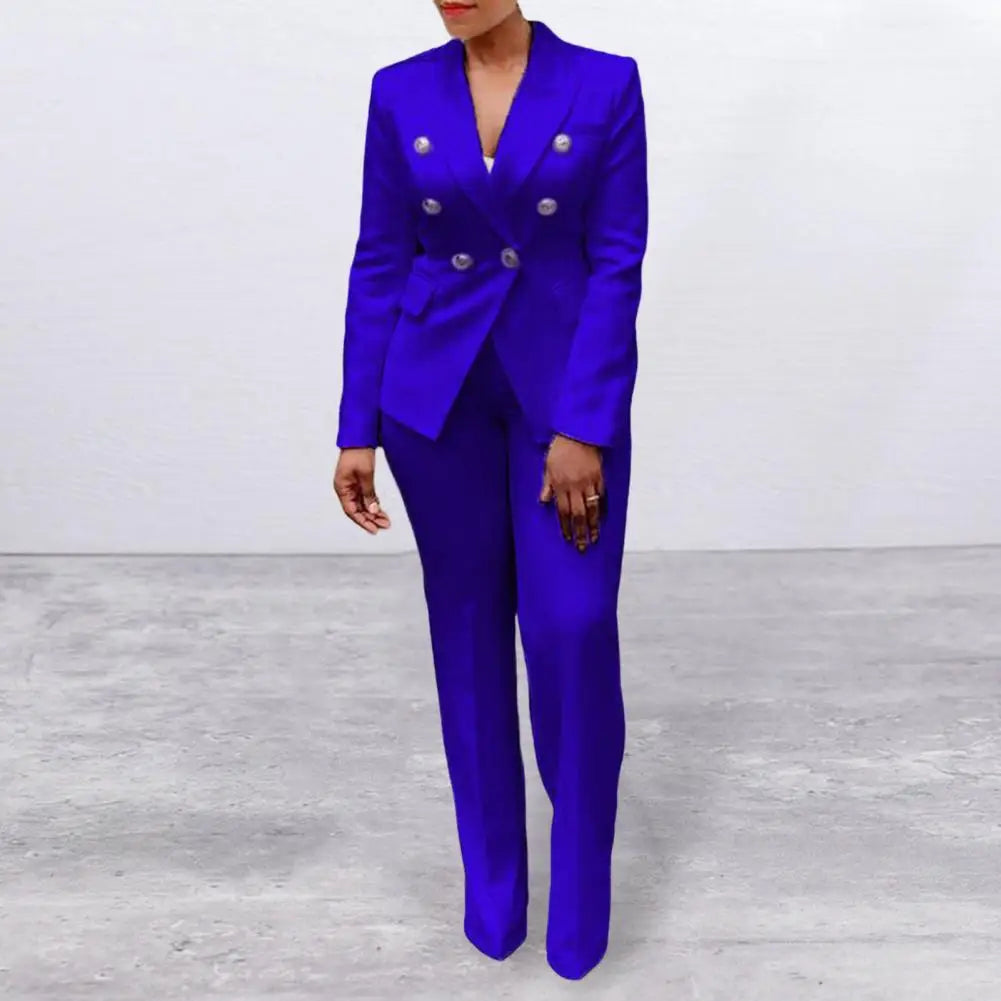 Women Blazer Suits Two 2 Pcs Sale Casual Slim Button Blazer Coats& Button Fitness Slim Full Blazer Pant Sets