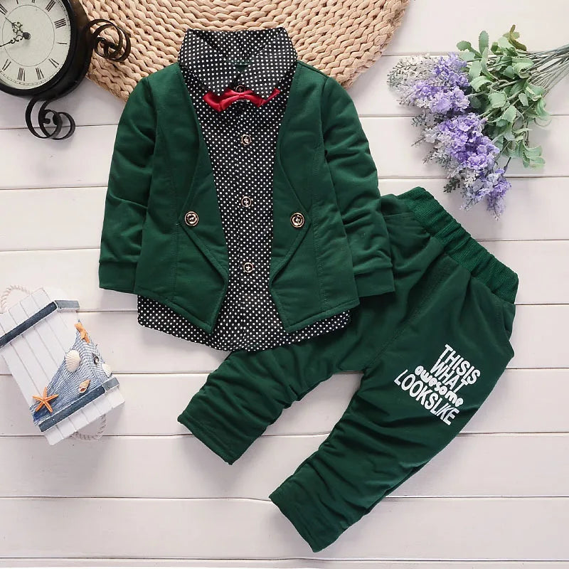 Fashion Boys Gentleman Suits for Wedding Kids Birthday Gift Party Child Clothing Sets Blazer +Pant 2pcs School uniform Clothes