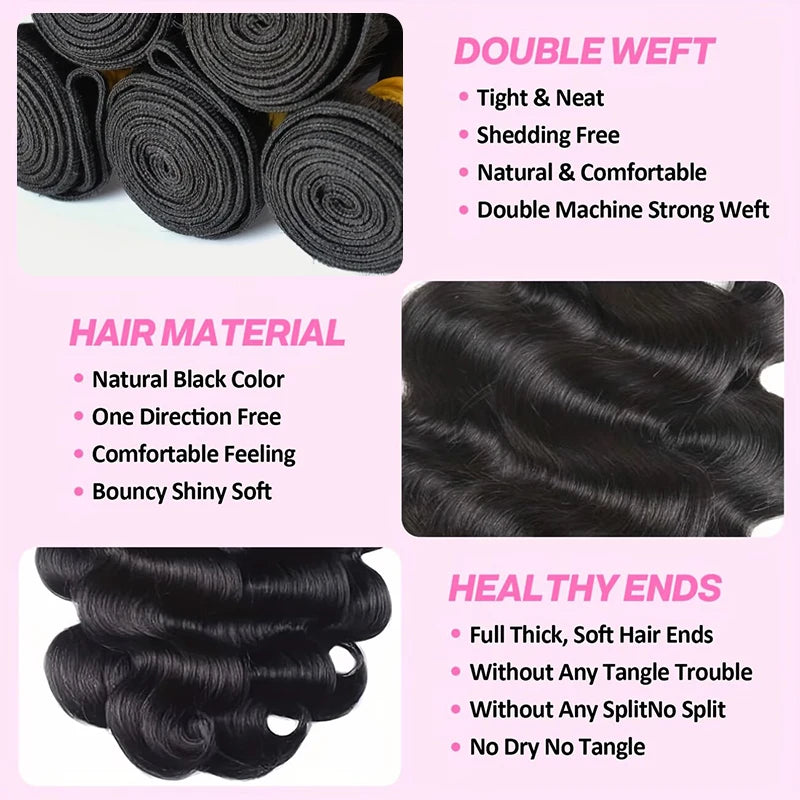 24 26 Inch Raw Body Wave Human Hair Bundles 1/3/4 Pcs Unprocessed Virgin Remy Hair Extensions Hair Weave Bundles for Women